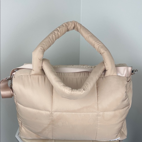 WILO Quilted Puffer Neutral Beige Tote Bag Uniform Padded Design - Picture 4 of 7